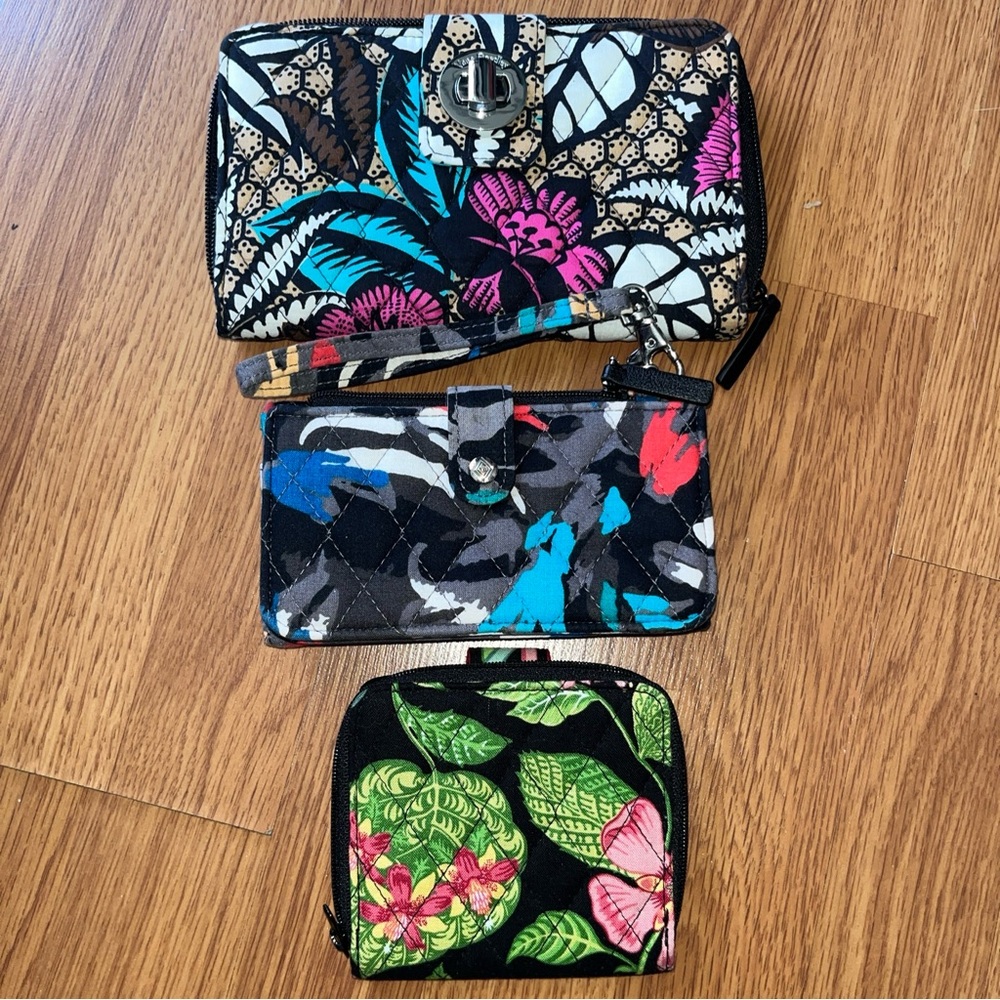 Lot 3 Vera Bradley Turnlock Wallet Clutch Canyon Road Wristlet & Small Wallet